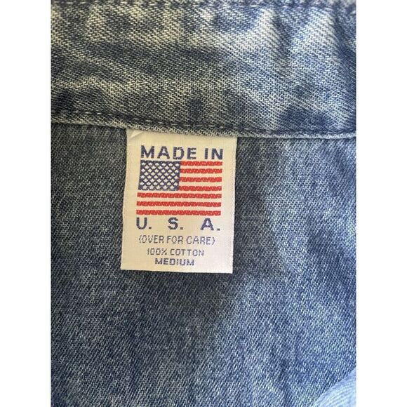 Vintage Heavyweight Denim Shirt M USA Made Tree Back Western Cotton - Picture 2 of 6